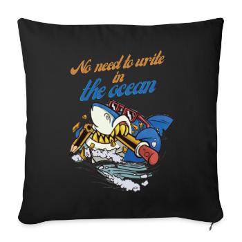 Pencil shark in ocean adventure - Sofa pillowcase 17,3'' x 17,3'' (45 x 45 cm) - black - Front