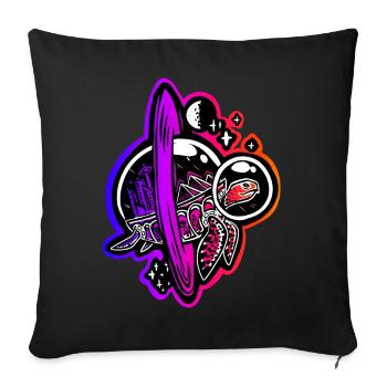 Time-traveling turtle - Sofa pillowcase 17,3'' x 17,3'' (45 x 45 cm) - black - Front