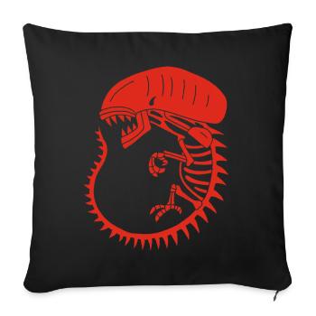 Squelette de monstre extraterrestre rouge - Housse de coussin décorative 45 x 45 cm - noir - Devant