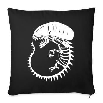 Squelette de monstre extraterrestre blanc - Housse de coussin décorative 45 x 45 cm - noir - Devant