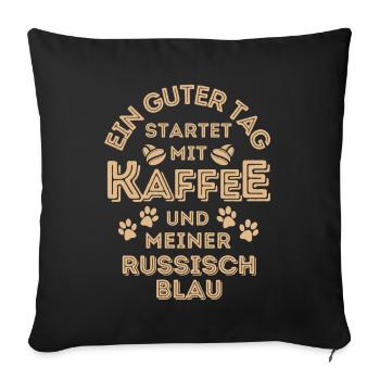 Russisch Blau Katze Kaffee Cafe - Sofakissenbezug 45 x 45 cm - Schwarz - Vorne
