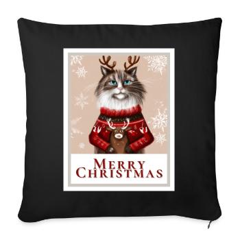 Christmas Siberian cat - Sofa pillowcase 17,3'' x 17,3'' (45 x 45 cm) - black - Front