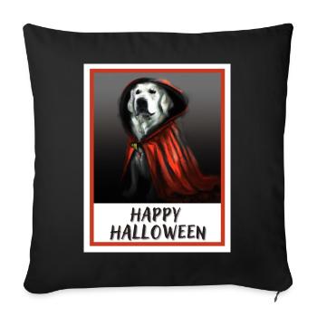 Golden Retriever portant un manteau rouge d’Halloween. - Housse de coussin décorative 45 x 45 cm - noir - Devant