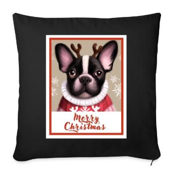 Portrait d’un bouledogue Français en pull. - Housse de coussin décorative 45 x 45 cm - noir - Devant