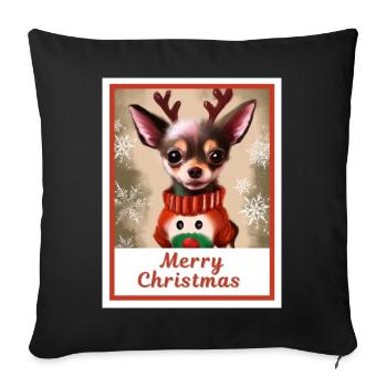 Portrait festif d’un mignon chien chihuahua. - Housse de coussin décorative 45 x 45 cm - noir - Devant
