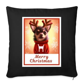 Portrait d’un mignon chien chihuahua dans un pull rouge. - Housse de coussin décorative 45 x 45 cm - noir - Devant