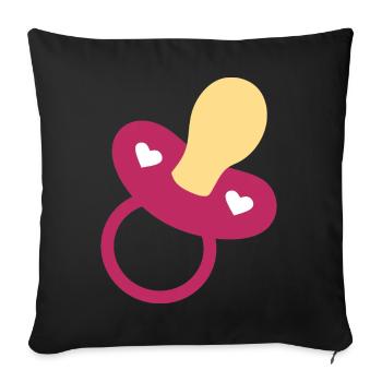 Idée cadeau naissance bébé 2025 - Housse de coussin décorative 45 x 45 cm - noir - Devant