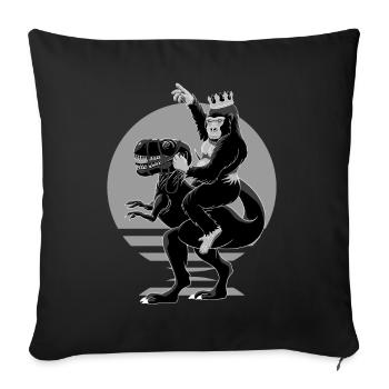 Gorilla King riding a T-Rex like Napoleon - Sofa pillowcase 17,3'' x 17,3'' (45 x 45 cm) - black - Front