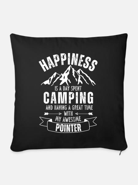 Camping und Pointer - Sofakissenbezug 45 x 45 cm - Schwarz
