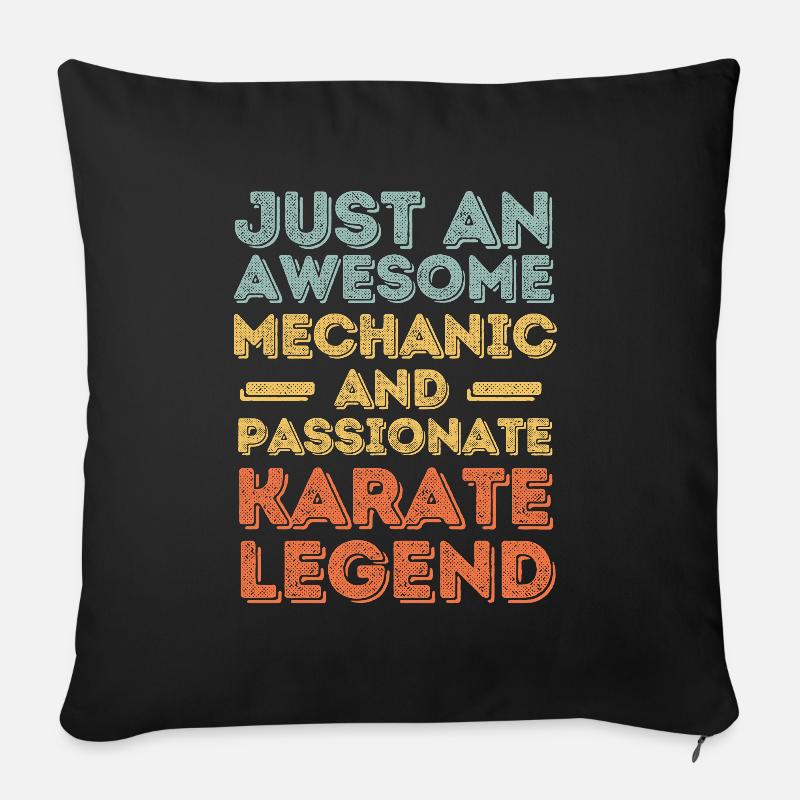 Mechaniker Karate retro - Sofakissenbezug 45 x 45 cm - Schwarz