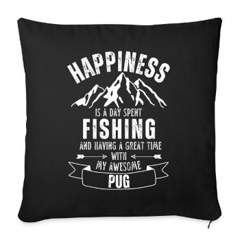 Angeln und Mops - Sofakissenbezug 45 x 45 cm - Schwarz - Vorne