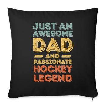 Papa hockey rétro - Housse de coussin décorative 45 x 45 cm - noir - Devant