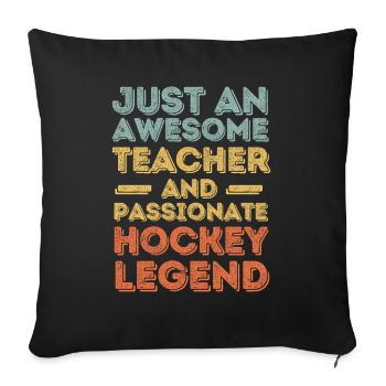 Hockey rétro pour enseignants - Housse de coussin décorative 45 x 45 cm - noir - Devant