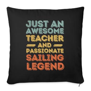 Instructeur voile rétro - Housse de coussin décorative 45 x 45 cm - noir - Devant