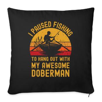 Pêche, pêche et doberman - Housse de coussin décorative 45 x 45 cm - noir - Devant