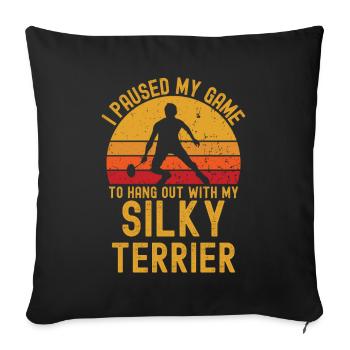 Badminton und Silky Terrier - Sofakissenbezug 45 x 45 cm - Schwarz - Vorne