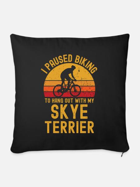 Radfahren und Skye Terrier - Sofakissenbezug 45 x 45 cm - Schwarz