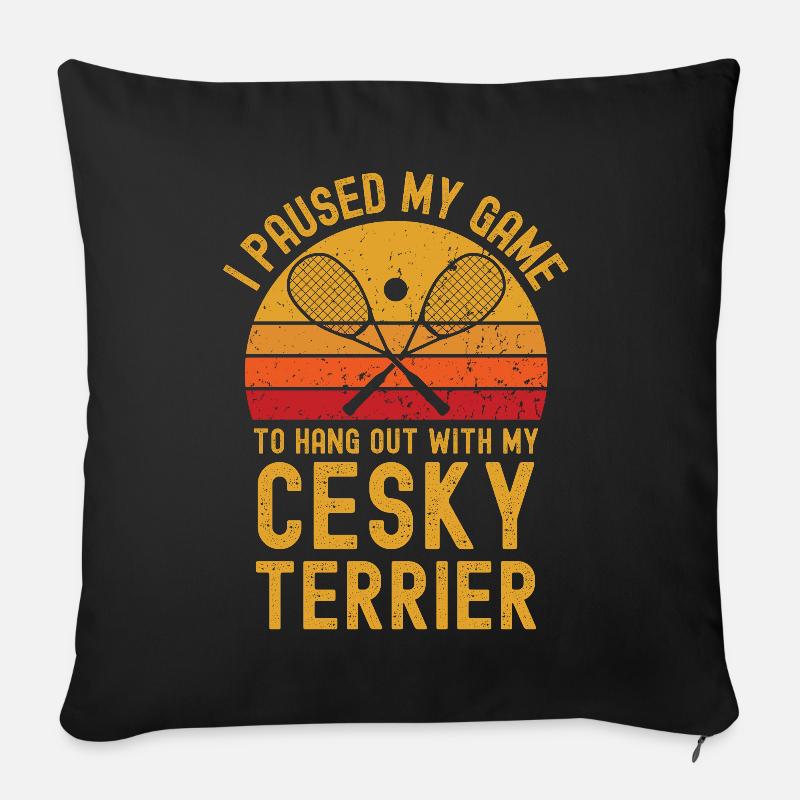 Squash und Cesky Terrier - Sofakissenbezug 45 x 45 cm - Schwarz
