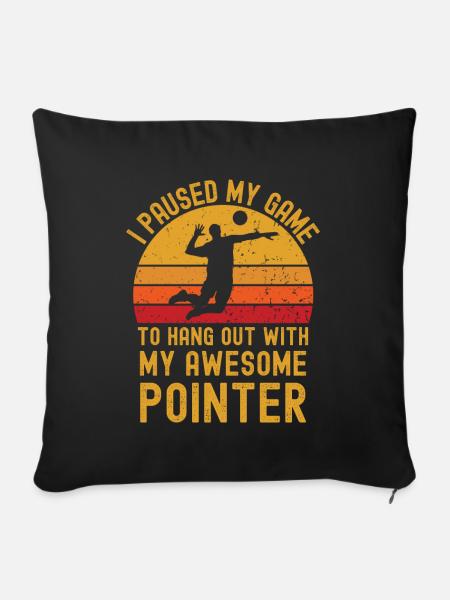 Volleyball und Pointer - Sofakissenbezug 45 x 45 cm - Schwarz