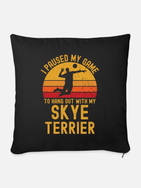 Volleyball und Skye-Terrier - Sofakissenbezug 45 x 45 cm - Schwarz