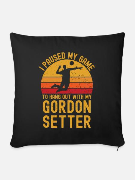 Volleyball und Gordon-Setter - Sofakissenbezug 45 x 45 cm - Schwarz