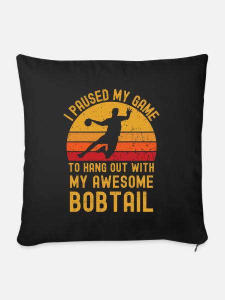 Handball und Bobtail - Sofakissenbezug 45 x 45 cm - Schwarz