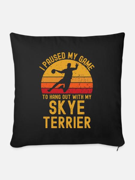 Handball und Skye-Terrier - Sofakissenbezug 45 x 45 cm - Schwarz