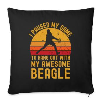 Tennis und Beagle - Sofakissenbezug 45 x 45 cm - Schwarz - Vorne