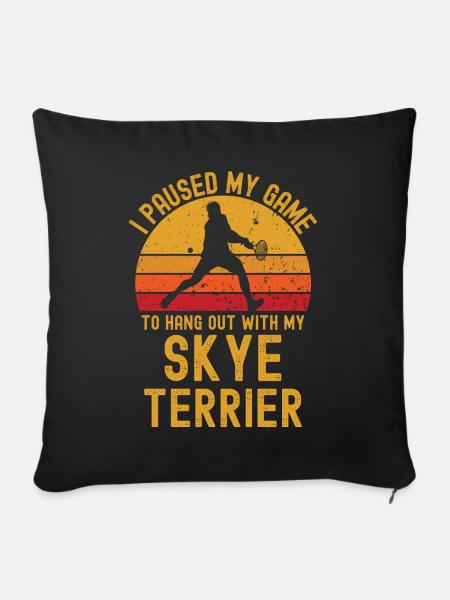 Tennis und Skye-Terrier - Sofakissenbezug 45 x 45 cm - Schwarz