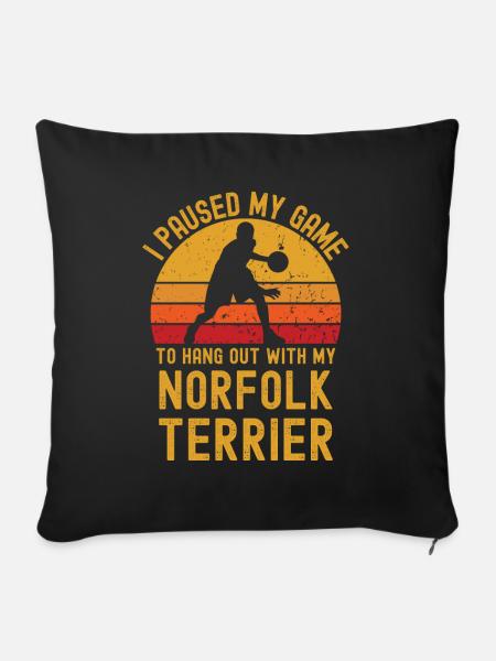 Basketball und Norfolk-Terrier - Sofakissenbezug 45 x 45 cm - Schwarz