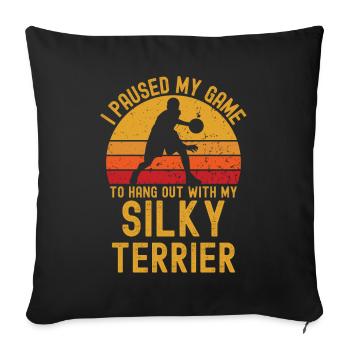 Basketball und Silky-Terrier - Sofakissenbezug 45 x 45 cm - Schwarz - Vorne