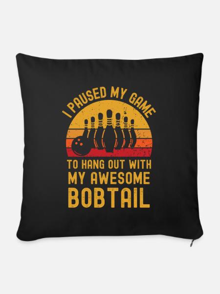 Bowling und Bobtail - Sofakissenbezug 45 x 45 cm - Schwarz