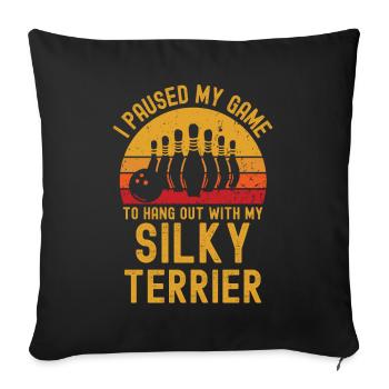 Bowling und Silky-Terrier - Sofakissenbezug 45 x 45 cm - Schwarz - Vorne