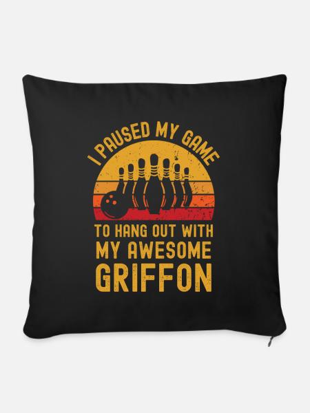 Bowling und Griffon - Sofakissenbezug 45 x 45 cm - Schwarz