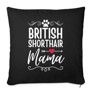 Maman britannique à poil court - Housse de coussin décorative 45 x 45 cm - noir - Devant