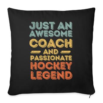 Entraîneur Hockey rétro - Housse de coussin décorative 45 x 45 cm - noir - Devant