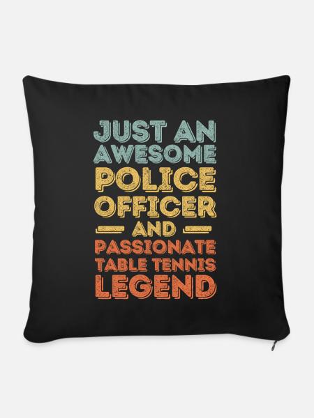 Polizist Tischtennis retro - Sofakissenbezug 45 x 45 cm - Schwarz