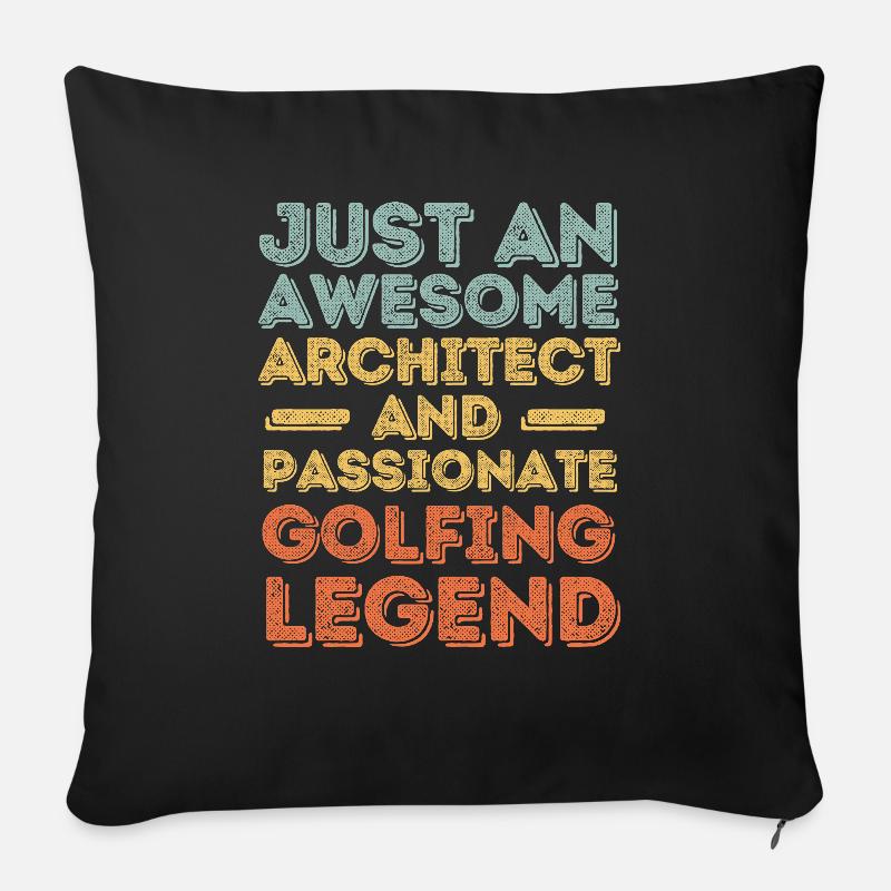 Architecte Golfen retro - Housse de coussin décorative 45 x 45 cm - noir