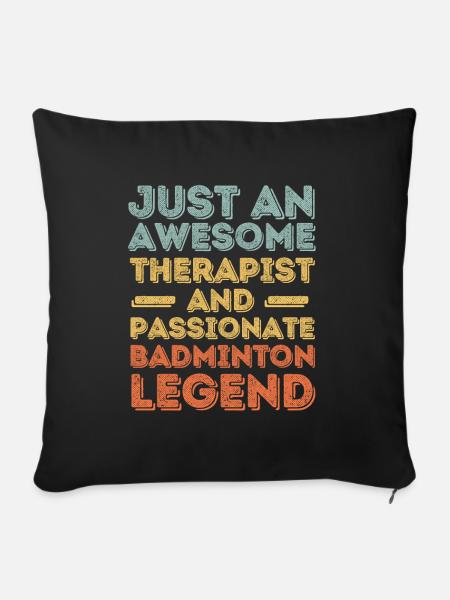 Therapeut Badminton retro - Sofakissenbezug 45 x 45 cm - Schwarz