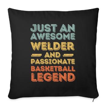 Souder Basketball rétro - Housse de coussin décorative 45 x 45 cm - noir - Devant
