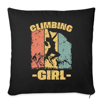 Femmes Escalade rétro - Housse de coussin décorative 45 x 45 cm - noir - Devant