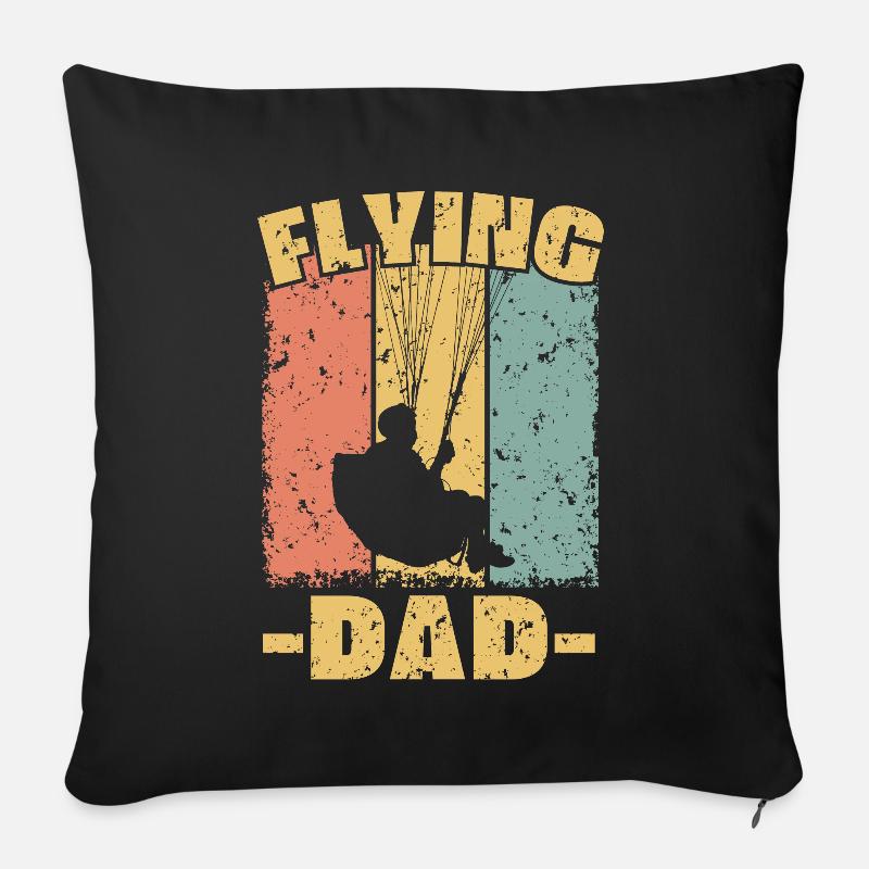 Parapente papa rétro - Housse de coussin décorative 45 x 45 cm - noir