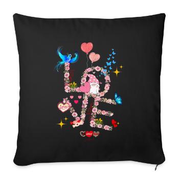Floral Saint valentin I LOVE you - Housse de coussin décorative 45 x 45 cm - noir - Devant