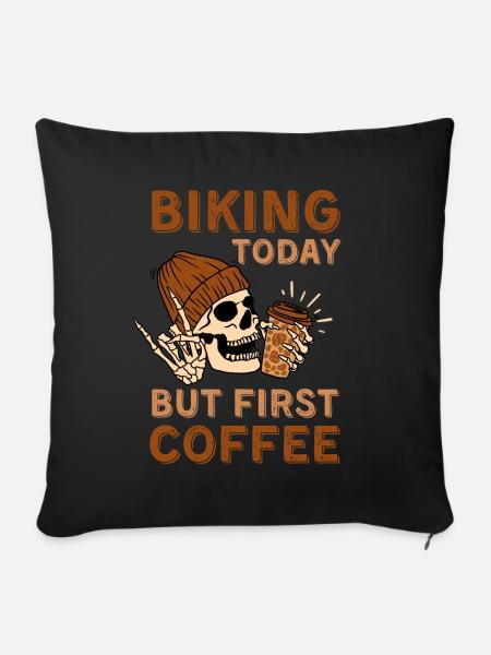 Coffee Biking Skelett - Sofakissenbezug 45 x 45 cm - Schwarz