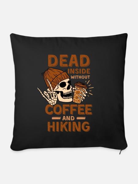 Kaffee Wandern Skelett - Sofakissenbezug 45 x 45 cm - Schwarz
