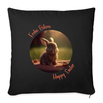 Frohe Ostern | Osterhäschen | Osterhase - Sofakissenbezug 45 x 45 cm - Schwarz - Vorne