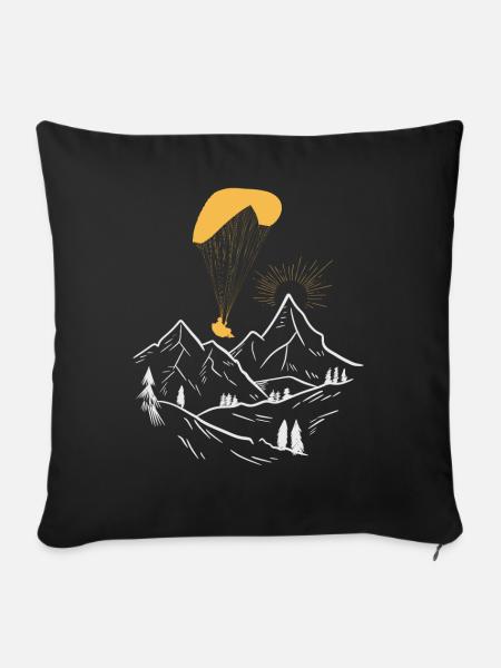 Gleitschirmfliegen - Sofakissenbezug 45 x 45 cm - Schwarz