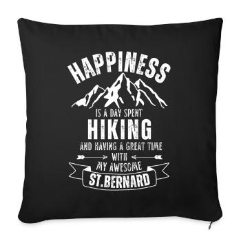 Wandern mit Bernhardiner - Sofakissenbezug 45 x 45 cm - Schwarz - Vorne