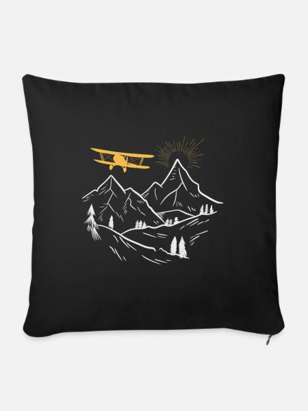 Doppeldecker-Fliegen - Sofakissenbezug 45 x 45 cm - Schwarz