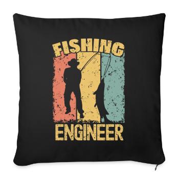 Ingénieur pêche rétro - Housse de coussin décorative 45 x 45 cm - noir - Devant